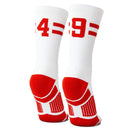 Classic Stripe Team Number Socks | Woven Mid-Calf | White & Red