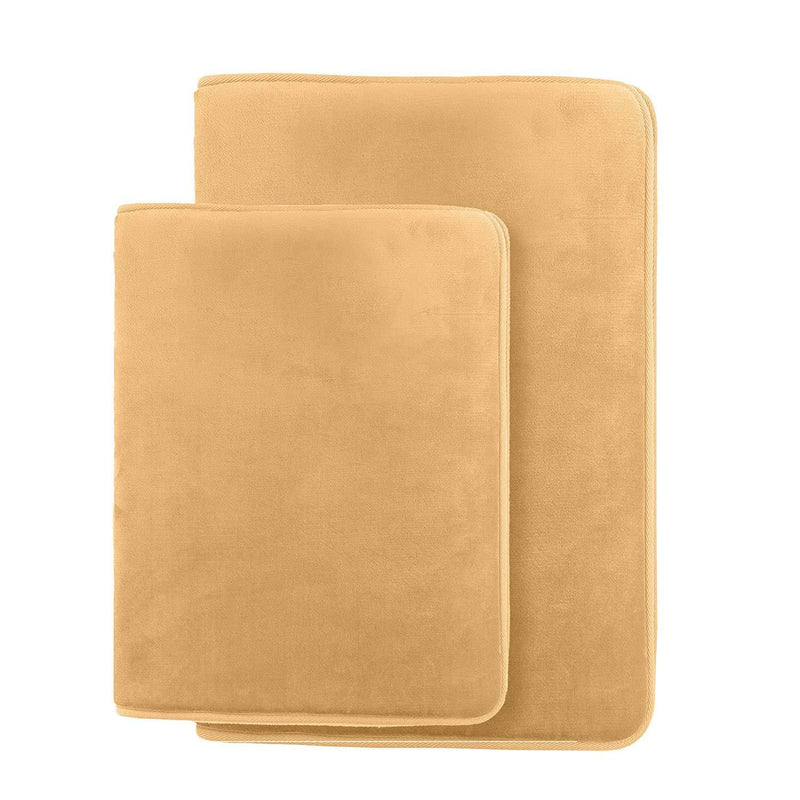 Clara Clark 2-Pack Bath Mat Set – Large and Small Bathroom Rug Set, Absorbent Memory Foam Bath Rugs, Non-Slip, Thick, Cozy Velvet Microfiber Bathrug, Plush Shower, Toilet Floor Bathmats Carpet, Black