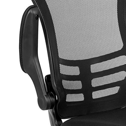 Flash Furniture Mid-Back Black Mesh Swivel Ergonomic Task Office Chair with Flip-Up Arms - BL-X-5M-BK-GG