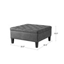 Svitlife Living Room Upholstered Ottoman with Nailhead Trim Seat Footstool Leather Bed End Table Box Round Coffee Polyester