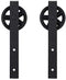 ZEKOO Rustic 6 FT by Pass Barn Doors Hardware Sliding Black Steel Big Wheel Roller Track for Double Wooden Doors