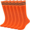 Youth Soccer Socks Fasoar Teens Knee High Football Socks Long Striped Rugby Tube Socks 2/6/10 Pairs