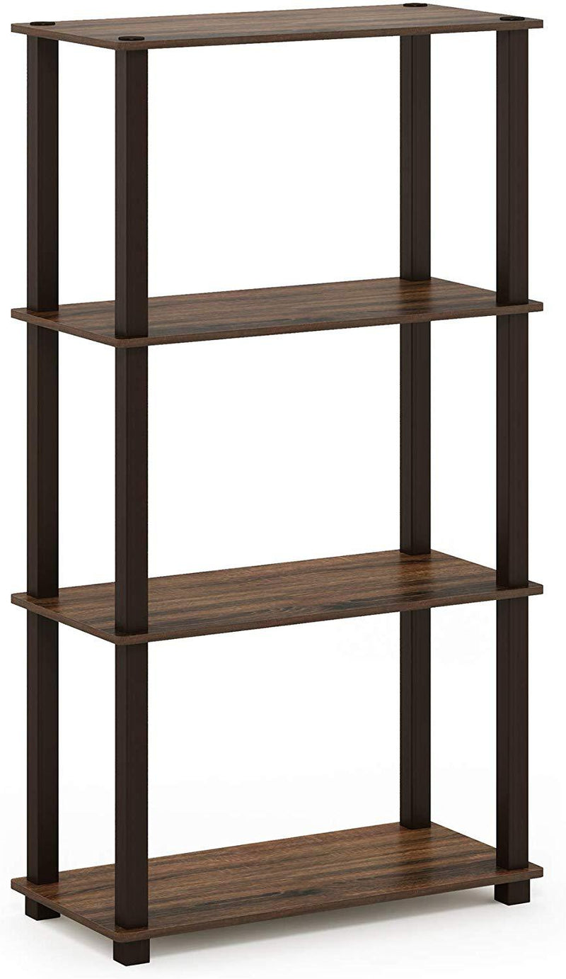 Furinno (99557BK/GY) Turn-N-Tube 4-Tier Multipurpose Shelf Display Rack - Black/Grey