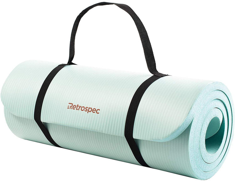 Retrospec Solana Yoga Mat 1" w/ Nylon Strap for Men & Women - Non Slip Exercise Mat for Yoga, Pilates, Stretching, Floor & Fitness Workouts