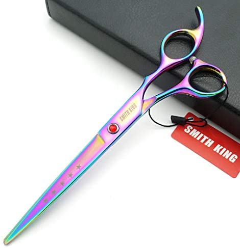 Elfirly 7.0in Professional Pet Grooming Scissors Set,Straight & Thinning & Curved Scissors 4pcs Set for Dog Grooming