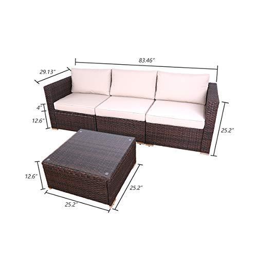 DIMAR garden 3-Piece Outdoor Rattan Patio Furniture Sectional Sofa Wicker Furniture Conversation Set Lawn Garden Pool Courtyard Table Backyard Chair Weather Outdoor Patio Sofa(Black)