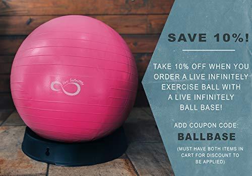 Live Infinitely Exercise Ball (55cm-95cm) Extra Thick Professional Grade Balance & Stability Ball- Anti Burst Tested Supports 2200lbs- Includes Hand Pump & Workout Guide Access