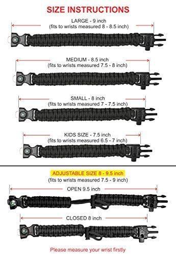 A2S Protection Paracord Bracelet K2-Peak – Survival Gear Kit with Embedded Compass, Fire Starter, Emergency Knife & Whistle EDC Hiking Gear- Camping Gear