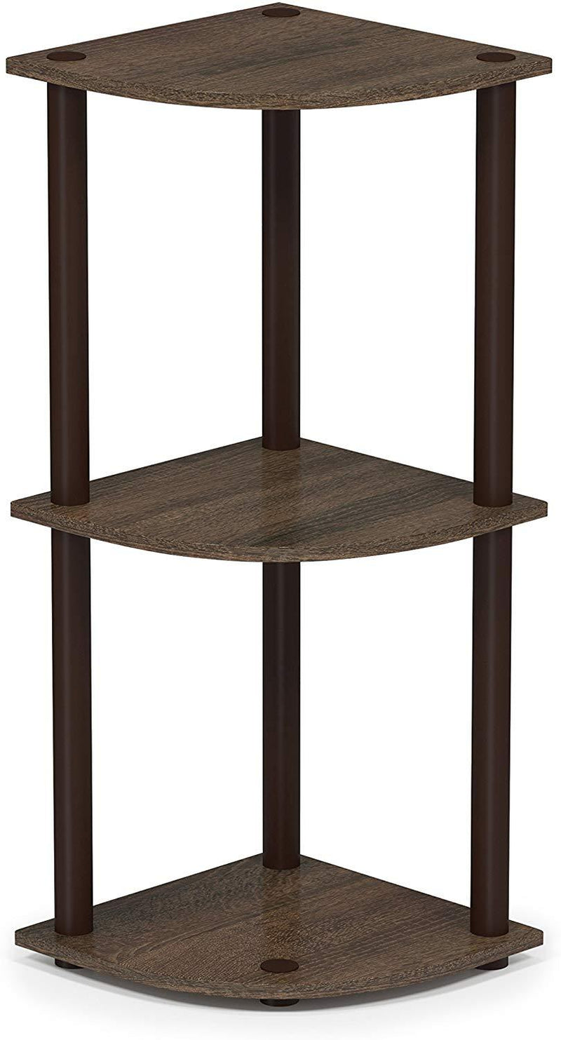 Furinno Turn-N-Tube 5 Tier Corner Display Rack Multipurpose Shelving Unit, Columbia Walnut/Black