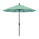 California Umbrella 9' Round Aluminum Market Umbrella, Crank Lift, Collar Tilt, White Pole, Sunbrella Pacific Blue