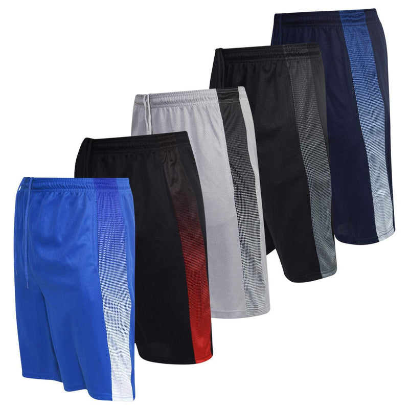 Real Essentials Men's Active Athletic Performance Shorts with Pockets - 5 Pack