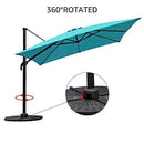 COBANA Offset Rectangular Cantilever Aluminum Patio Umbrella 10 Feet with Cross Base and 360 Degree Rotation, Blue