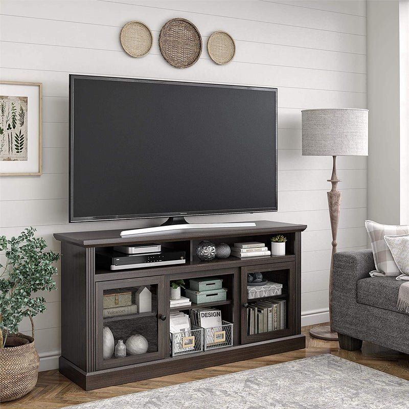 Ameriwood Home Chicago TV Stand with Fireplace, Rustic Gray