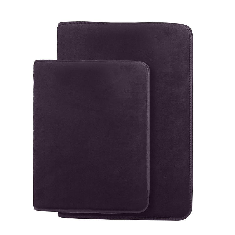 Clara Clark 2-Pack Bath Mat Set – Large and Small Bathroom Rug Set, Absorbent Memory Foam Bath Rugs, Non-Slip, Thick, Cozy Velvet Microfiber Bathrug, Plush Shower, Toilet Floor Bathmats Carpet, Black