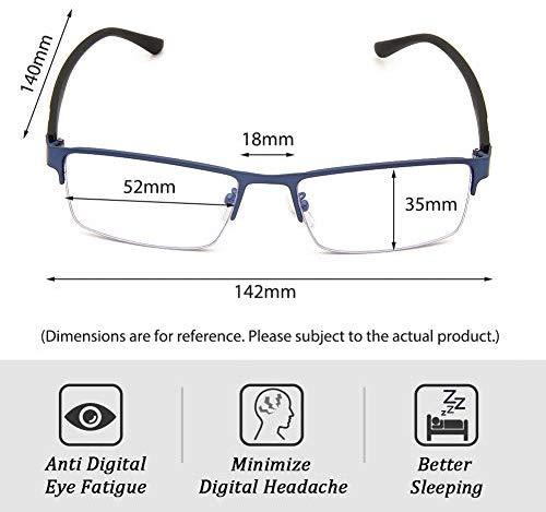 Cyxus Blue Light Blocking Computer Glasses [Better Sleep] Anti Digital Eye Strain Headache Video Eyewear (Blue Browline Frame)