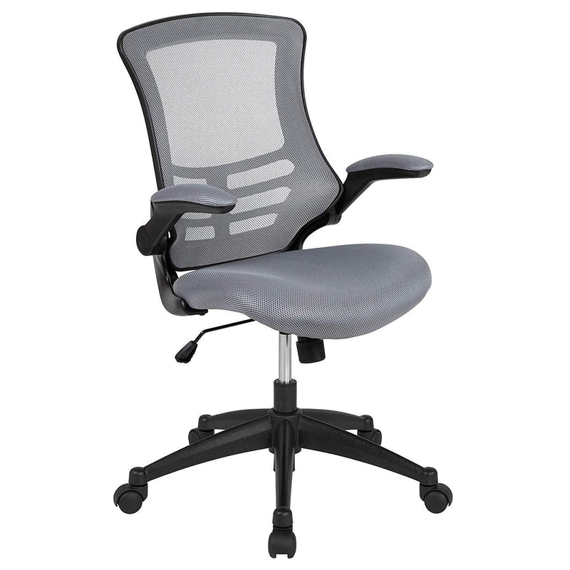 Flash Furniture Mid-Back Black Mesh Swivel Ergonomic Task Office Chair with Flip-Up Arms - BL-X-5M-BK-GG