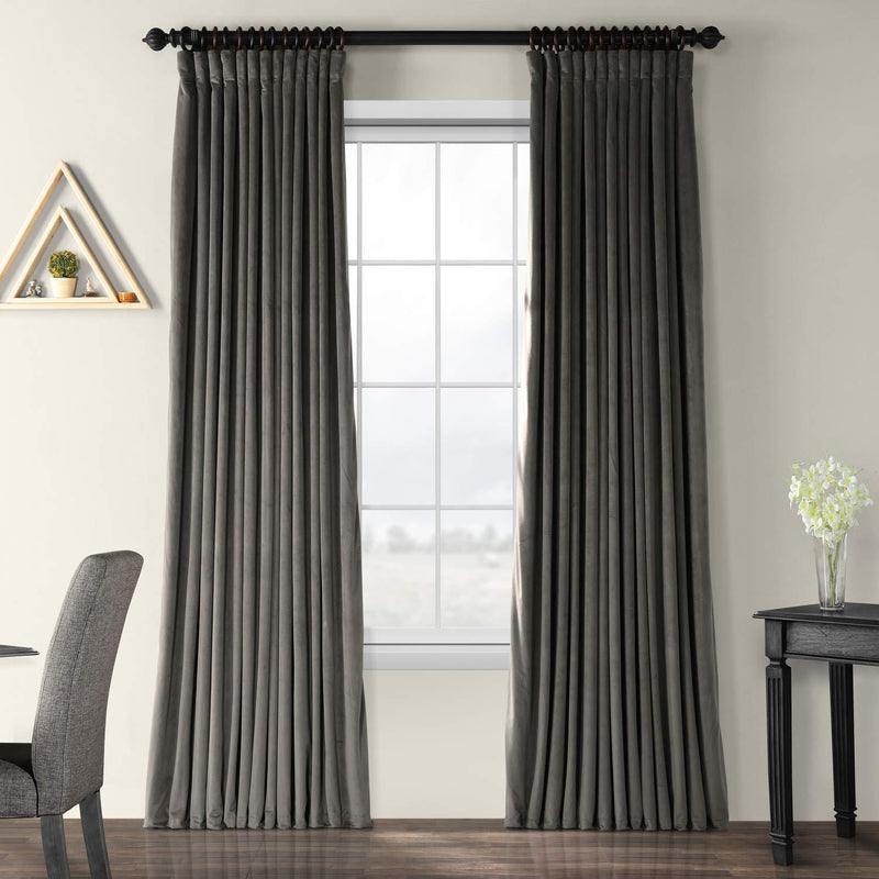 Half Price Drapes VPCH-VET1211-84 Signature Doublewide Blackout Velvet Curtain, Amber Gold, 100 X 84