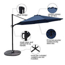 COBANA Offset Rectangular Cantilever Aluminum Patio Umbrella 10 Feet with Cross Base and 360 Degree Rotation, Blue