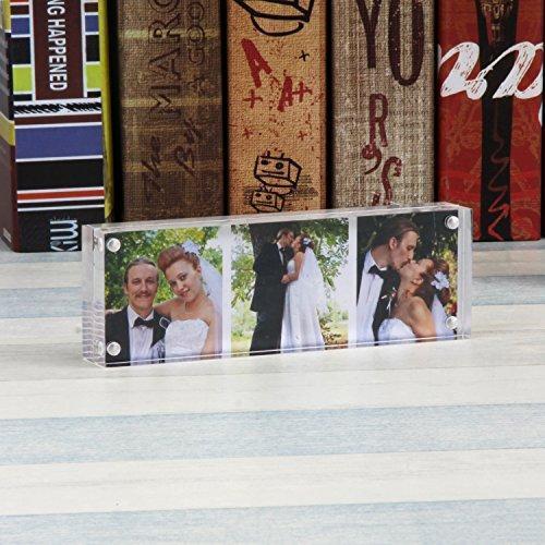 Acrylic Picture Frame 5x7", Double Sided Magnetic Photo Frames 20% Thicker Blcoks, Frameless Desktop Display Retail Gift Box Package (0.95inch, 5 Pack)