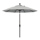 California Umbrella 9' Round Aluminum Market Umbrella, Crank Lift, Collar Tilt, White Pole, Sunbrella Pacific Blue