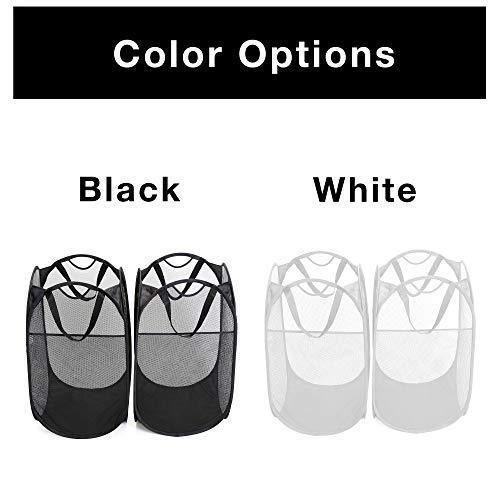 Smart Design Deluxe Mesh Pop Up Square Laundry Hamper w/ Side Pocket & Handles - VentilAir Fabric Collapsible Design - for Clothes & Laundry - Home - (Holds 2 Loads) (14 x 23 Inch) [Black]