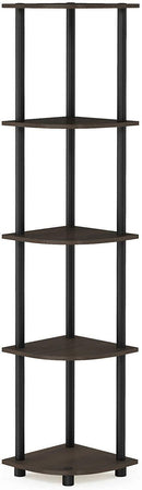 Furinno Turn-N-Tube 5 Tier Corner Display Rack Multipurpose Shelving Unit, Columbia Walnut/Black