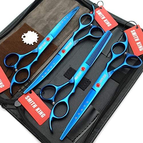 Elfirly 7.0in Professional Pet Grooming Scissors Set,Straight & Thinning & Curved Scissors 4pcs Set for Dog Grooming