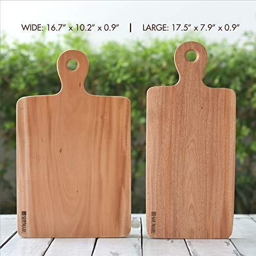 Super-Durable Mahogany Wood Cutting Board with Juice Drip Groove and Handle | 15.7 x 11 x 1.1" Thick Heavy Duty One-Piece Wooden Chopping Butcher Block Countertop - 5.5 lb