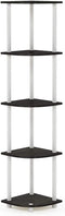 Furinno Turn-N-Tube 5 Tier Corner Display Rack Multipurpose Shelving Unit, Columbia Walnut/Black