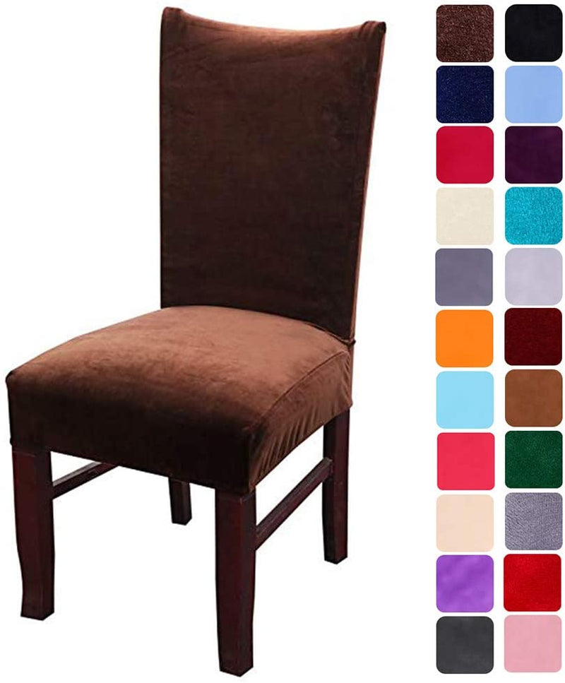 smiry Velvet Stretch Dining Room Chair Covers Soft Removable Dining Chair Slipcovers Set of 2, Peacock Green