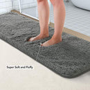 Office Marshal Bathroom Runner Rug Bath Mat 59"x20" Non-Slip Soft Long Shower Rug Plush Microfiber Water Absorbent Carpet Thick Shaggy Luxury Floor Mats, Machine Washable, White