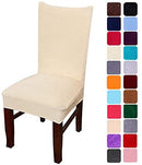 smiry Velvet Stretch Dining Room Chair Covers Soft Removable Dining Chair Slipcovers Set of 2, Peacock Green