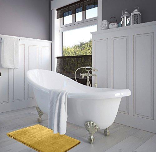 Clara Clark 2-Pack Bath Mat Set – Large and Small Bathroom Rug Set, Absorbent Memory Foam Bath Rugs, Non-Slip, Thick, Cozy Velvet Microfiber Bathrug, Plush Shower, Toilet Floor Bathmats Carpet, Black