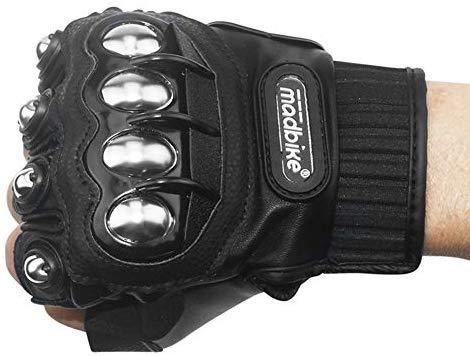 oubaiya Steel Outdoor Reinforced Brass Knuckle Motorcycle Motorbike Powersports Racing Textile Safety Gloves (Black, XX-Large)