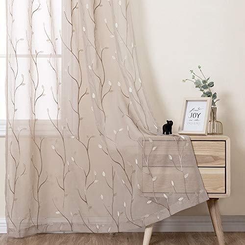 2 Panel Sheer Curtains White 84 inch Living Room Drapes Window Curtain Voile Sheers Linen Textured