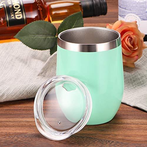 12 oz Double-Insulated Stemless Glass, Stainless Steel Tumbler Cup with Lids for Wine, Coffee, Drinks, Champagne, Cocktails, 2 Sets (Black)