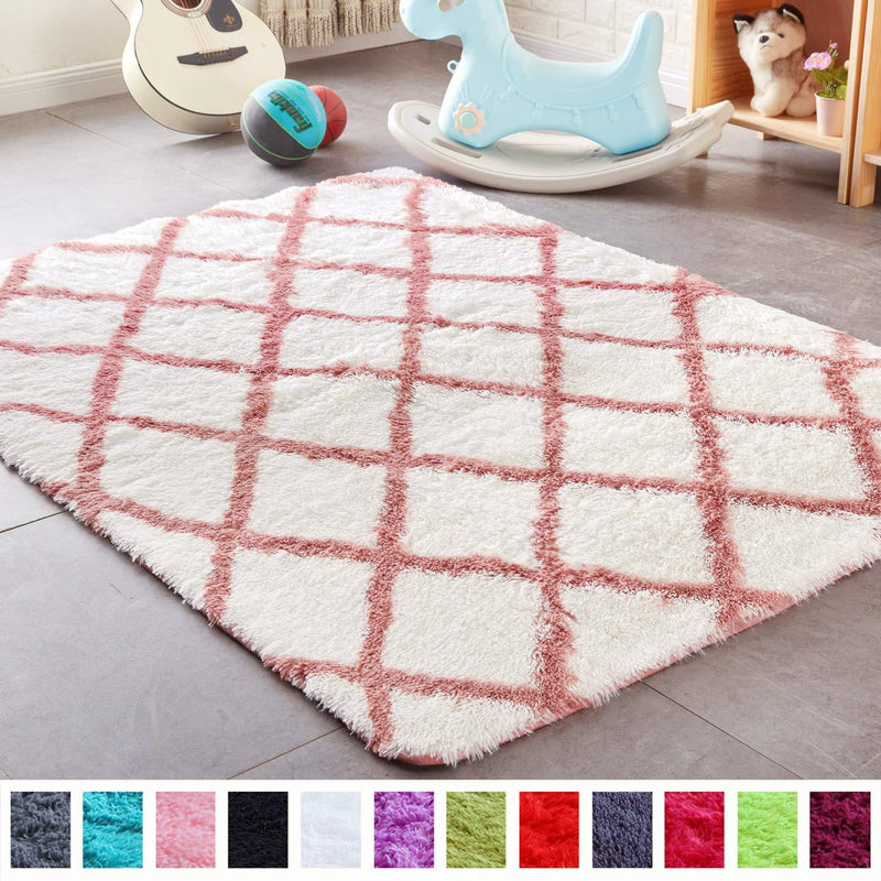 PAGISOFE Soft Girls Room Rug Baby Nursery Decor Kids Room Carpet 4' x 5.3',Pink