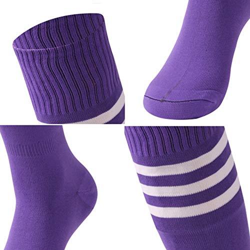 saounisi Unisex Tube Socks Stripe,2 Pairs Knee High Football Soccer Volleyball Baseball Cheerleading Team Socks