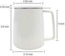 KitchenTour Porcelain Tea Mug with Infuser and Lid - Large Capacity Mug with Infuser Basket - 20oz, White