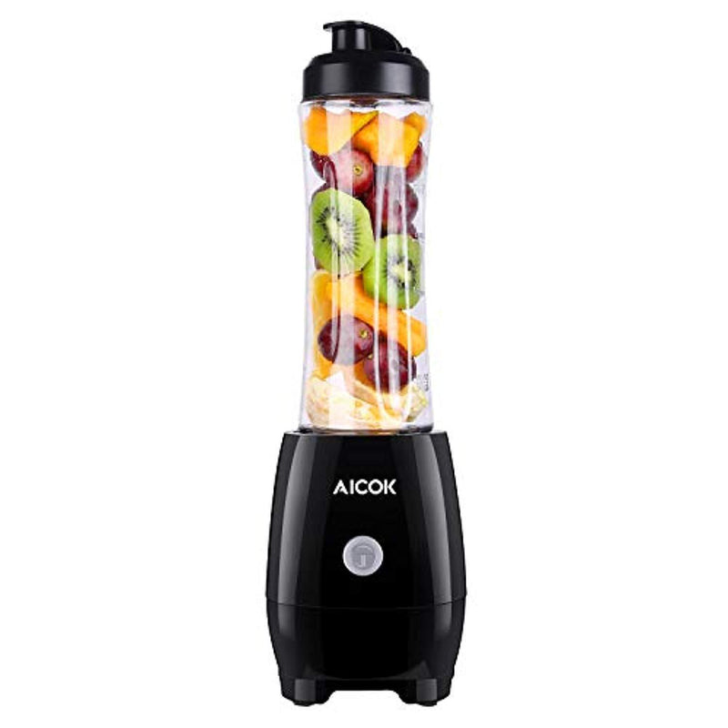 Smoothie Blender AICOK Personal Blenders Single Serve for Shakes and Smoothies with 20 oz Tritan BPA-Free Bottle, Detachable Blade Assembly, 300W, Black