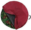 612 Vermont Christmas Wreath Storage Bag Container, Woven Polyester Fabric, Padded Handle with Carabiner Clip for Suspension Hanging (24 Inch)