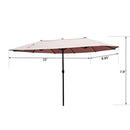 Outsunny VD-3454OPBE Crank-Tan 15' Double-Sided Twin Outdoor Market Patio Umbrella with Cran, L x 8.85'W x 7.9'H