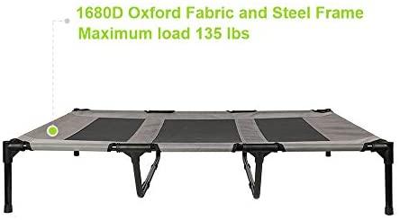 Niubya 48 Inches XLarge Elevated Dog Cot with Canopy, Durable 1680D Oxford Fabric Pet Bed for Indoor and Outdoor Use