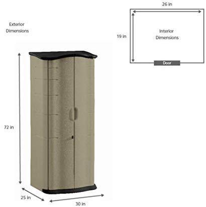 Rubbermaid FG374901OLVSS Vertical Storage Shed, Small, Beige