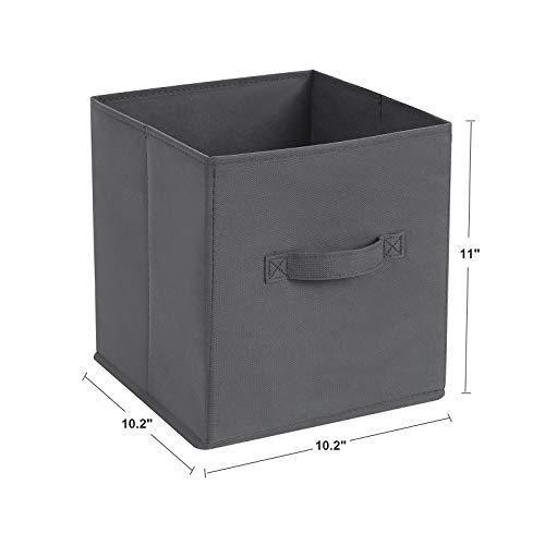 SONGMICS Storage Bins Cubes Baskets Containers with Dual Non-Woven Handles for Home Closet Bedroom, Drawer Organizers, Flodable, Gray, Set of 6, 10 x 10 x 11 Inches UROB26G