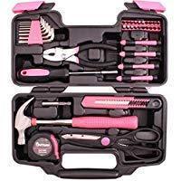 Cartman Pink 39-Piece Tool Set - General Household Hand Tool Kit with Plastic Toolbox Storage Case