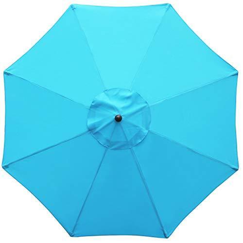 Blissun 9' Outdoor Market Patio Umbrella with Push Button Tilt and Crank, 8 Ribs (Tan)