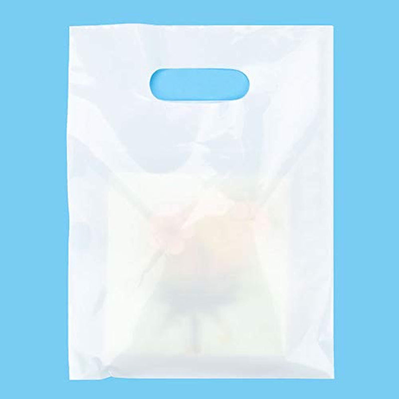 White LDPE Solid Handle Bag | White Merchandise Bag With Die Cut Handles Tear Resistant Strength | Perfect for Trade Shows, Retail, and More | Made by ClearBags Brand | (100 Bags, White)