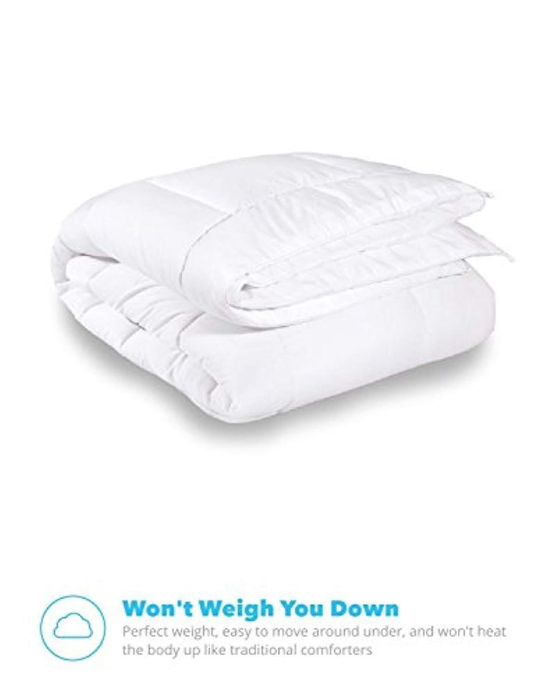 Equinox All-Season White Quilted Comforter - Goose Down Alternative Queen Comforter - Duvet Insert Set - Machine Washable - Hypoallergenic - Plush Microfiber Fill (350 GSM)