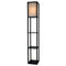 Light Accents Floor Lamp 3 Shelf Standing Lamp 63" Tall Wood with White Linen Shade (Black)